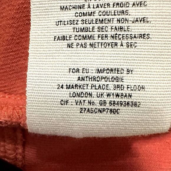 Pilcro and The Letterpress Fit/Serif Corduroy Pant Women's 28 Rust Orange Casual - Picture 6 of 7